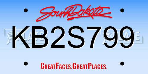 KB2S799 South Dakota License Plate