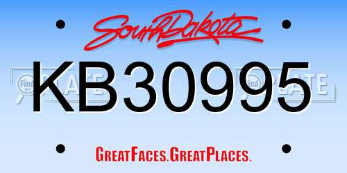 KB30995 South Dakota License Plate