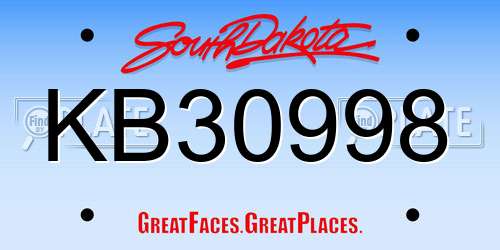 KB30998 South Dakota License Plate