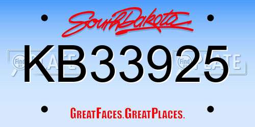 KB33925 South Dakota License Plate
