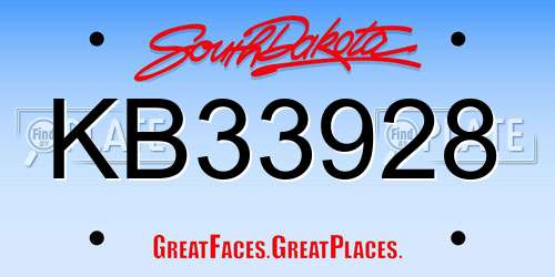 KB33928 South Dakota License Plate