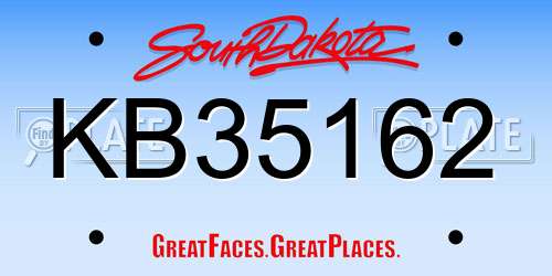 KB35162 South Dakota License Plate
