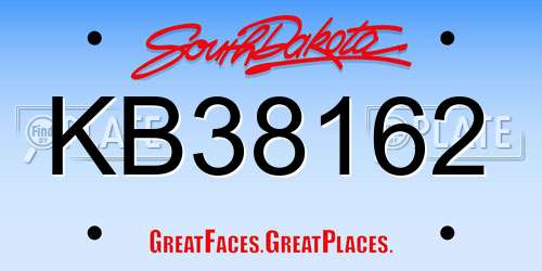 KB38162 South Dakota License Plate