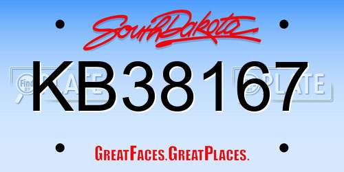 KB38167 South Dakota License Plate
