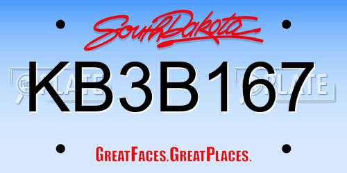KB3B167 South Dakota License Plate