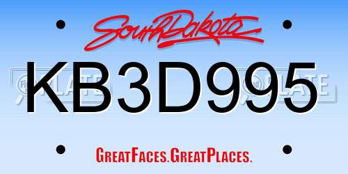 KB3D995 South Dakota License Plate