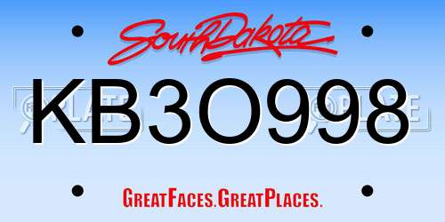 KB3O998 South Dakota License Plate