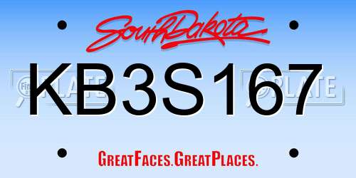 KB3S167 South Dakota License Plate
