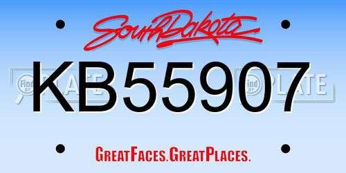 KB55907 South Dakota License Plate