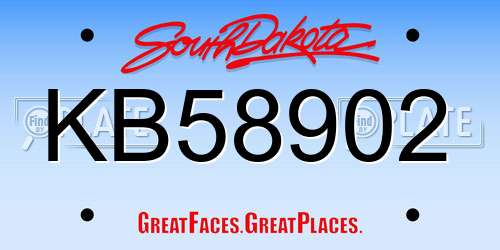 KB58902 South Dakota License Plate