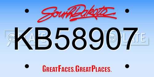 KB58907 South Dakota License Plate