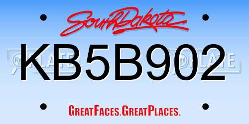 KB5B902 South Dakota License Plate