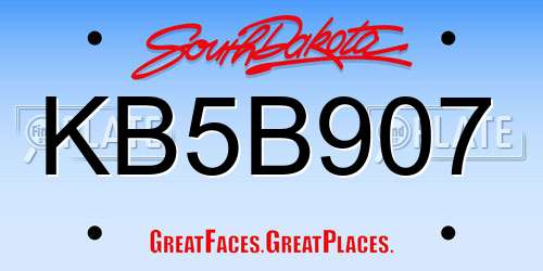 KB5B907 South Dakota License Plate