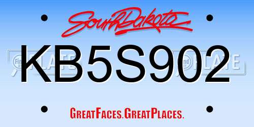 KB5S902 South Dakota License Plate