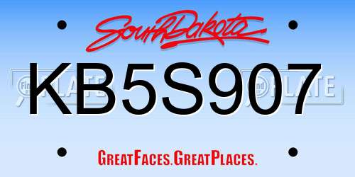 KB5S907 South Dakota License Plate