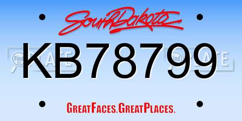 KB78799 South Dakota License Plate