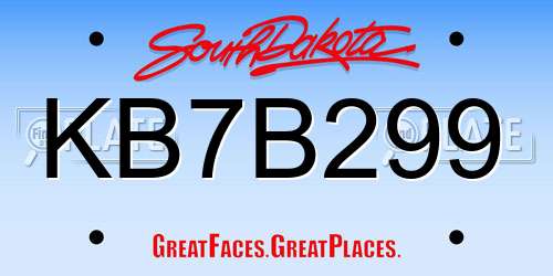 KB7B299 South Dakota License Plate
