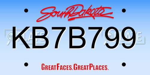 KB7B799 South Dakota License Plate