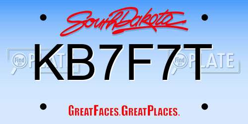 KB7F7T South Dakota License Plate