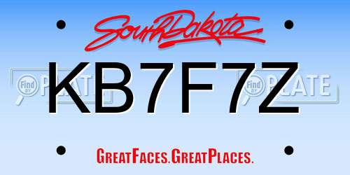KB7F7Z South Dakota License Plate