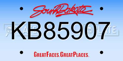 KB85907 South Dakota License Plate