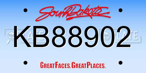 KB88902 South Dakota License Plate