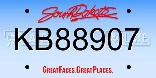 KB88907 South Dakota License Plate