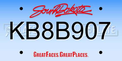 KB8B907 South Dakota License Plate