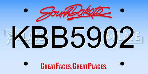 KBB5902 South Dakota License Plate