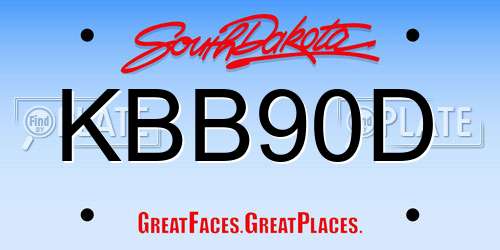 KBB90D South Dakota License Plate