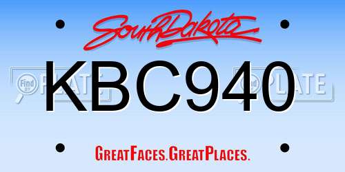 KBC940 South Dakota License Plate