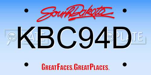 KBC94D South Dakota License Plate
