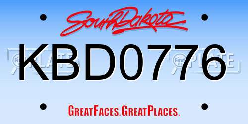 KBD0776 South Dakota License Plate