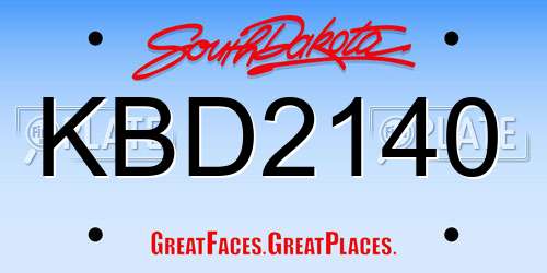 KBD2140 South Dakota License Plate