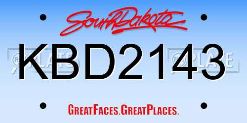 KBD2143 South Dakota License Plate