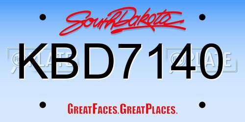 KBD7140 South Dakota License Plate