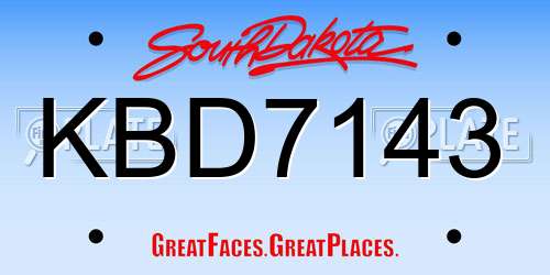 KBD7143 South Dakota License Plate