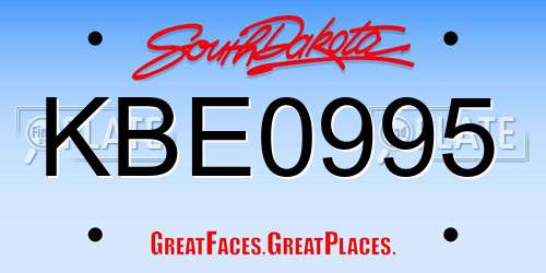 KBE0995 South Dakota License Plate