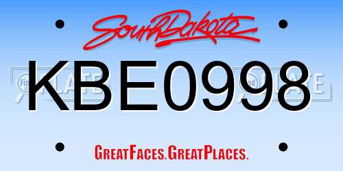 KBE0998 South Dakota License Plate
