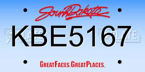 KBE5167 South Dakota License Plate