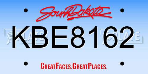 KBE8162 South Dakota License Plate