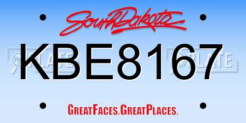 KBE8167 South Dakota License Plate