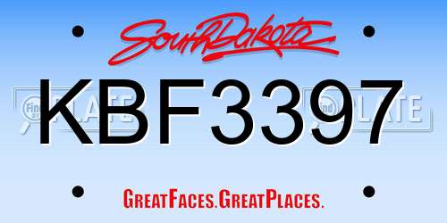 KBF3397 South Dakota License Plate