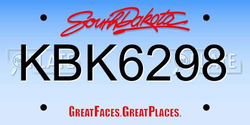 KBK6298 South Dakota License Plate