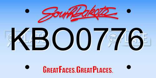 KBO0776 South Dakota License Plate