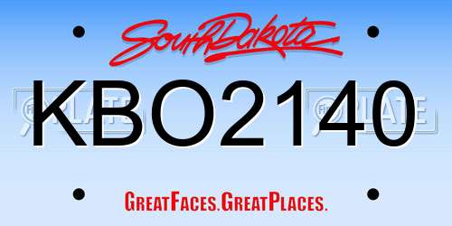 KBO2140 South Dakota License Plate