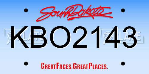 KBO2143 South Dakota License Plate