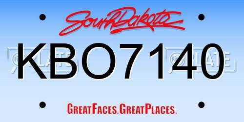 KBO7140 South Dakota License Plate