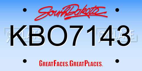 KBO7143 South Dakota License Plate