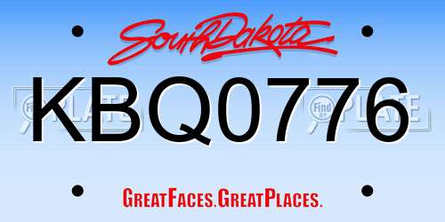 KBQ0776 South Dakota License Plate